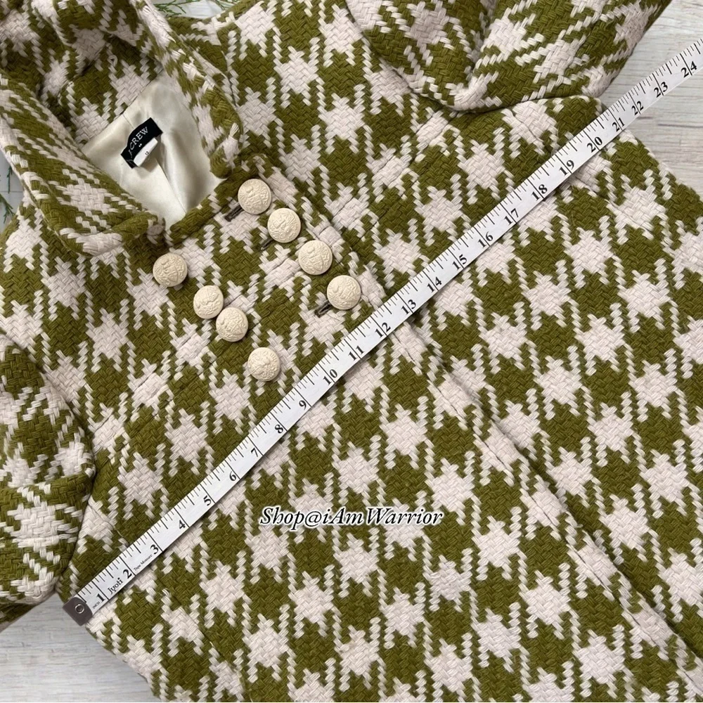 J.Crew rare vintage apple green houndstooth peacoat *shop@iamwarrior - Picture 7 of 10